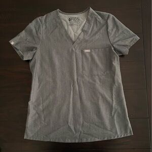 FIGS Heather Grey Casma Three-Pocket Scrub Top - Small - NWOT